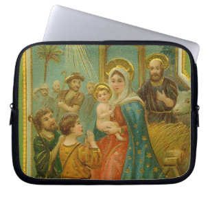 Funda Para Portátil Tarjeta de Navidad de la Era Eduardiana Vintage de