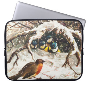 Funda Para Portátil Tarjeta de Navidad de la era Victoriana antigua, p