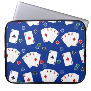 FUNDA PARA PORTÁTIL TARJETAS DE JUEGO Y CHIPS DE CASINO