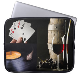 Funda Para Portátil Tarjetas, música y vino o las mangas de personaliz
