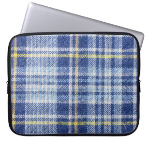 Funda Para Portátil Tartán amarillo azul: Plata de moda