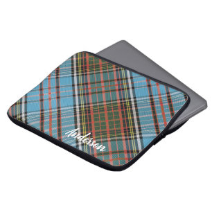 Funda Para Portátil Tartan Clan Anderson Cuadros Azul Claro Personaliz