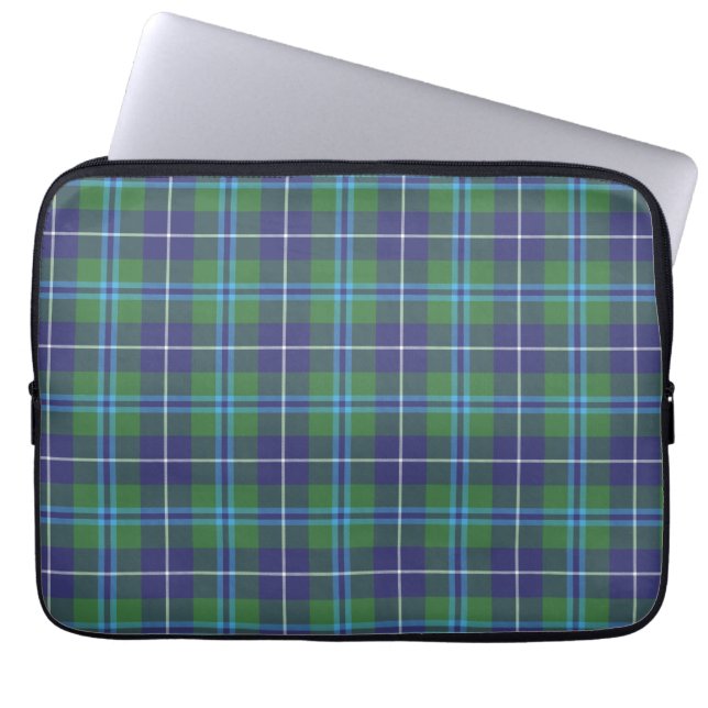 Funda Para Portátil Tartan Clan Douglas Plaid Green Violet Check (Frente)