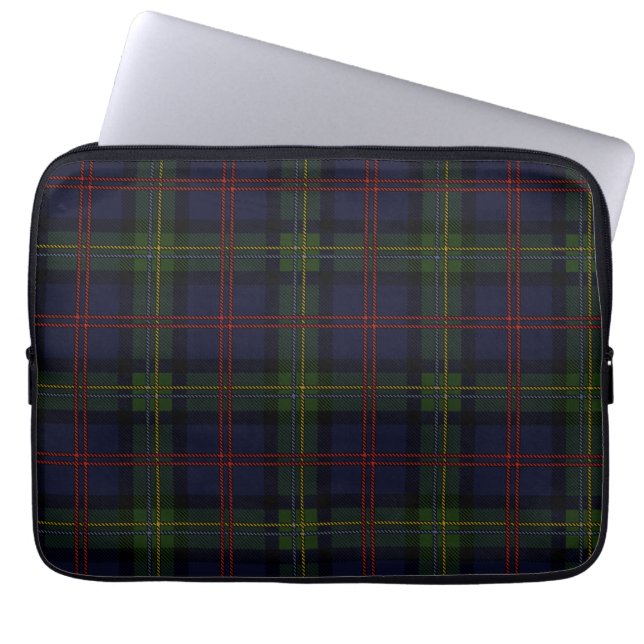 Funda Para Portátil Tartan Clan Malcolm Plaid Olive Green Purple Check (Frente)