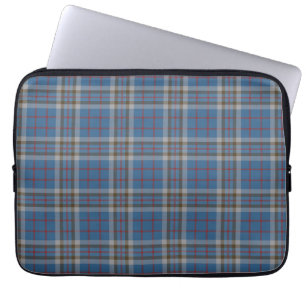 Funda Para Portátil Tartan Clan Thompson Plaid Gray Blue Checkpoint