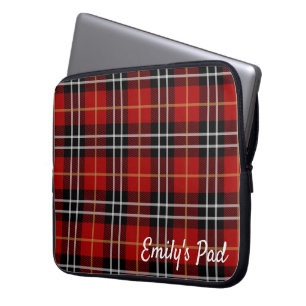 Funda Para Portátil Tartán Rojo Tintado Con Nombre