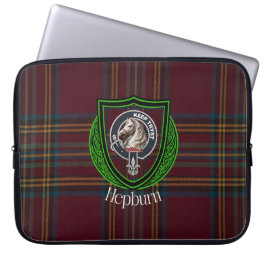 Funda Para Portátil Tartan y Cresta del Clan Escocés Hepburn 