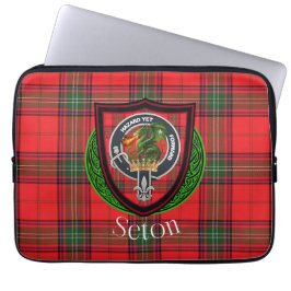 Funda Para Portátil Tartan y Cresta del Clan Escocés Seton 
