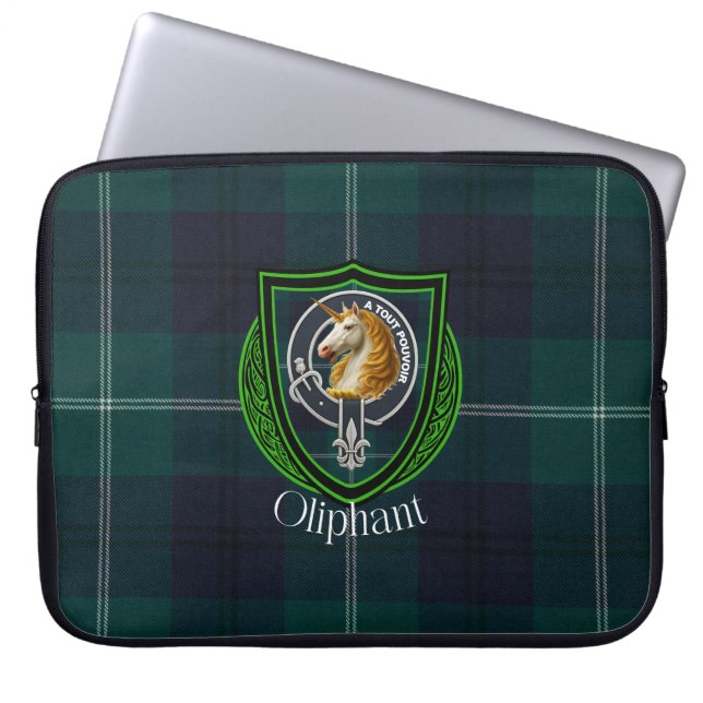 Funda Para Portátil Tartan y Escudo del Clan Escocés Oliphant (Frente)