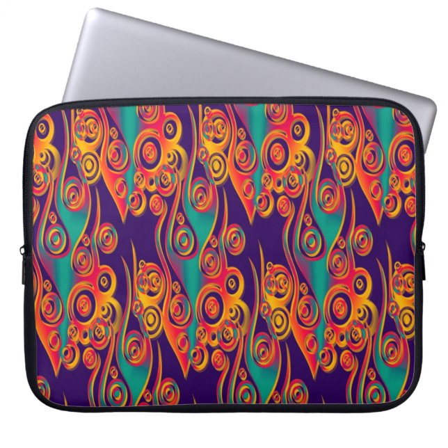 Funda Para Portátil Tattoo Pattern Art - llamas y círculos (Frente)