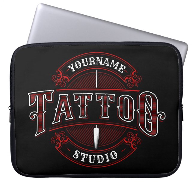 Funda Para Portátil Tattoo Studio Shop Estilo tradicional AÑADIR NOMBR (Frente)
