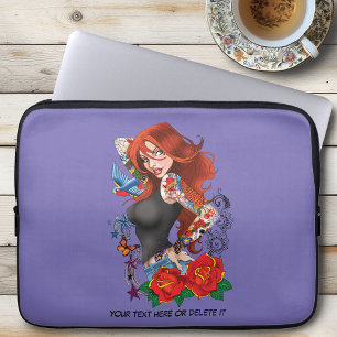 Funda Para Portátil Tattoos de la mujer de Redhead
