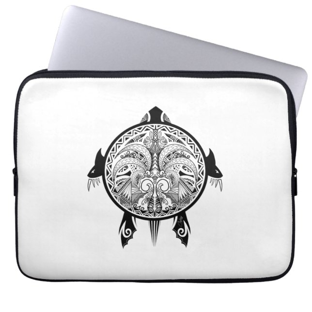 Funda Para Portátil Tatuaje del Escudo de tortugas tribales (Frente)