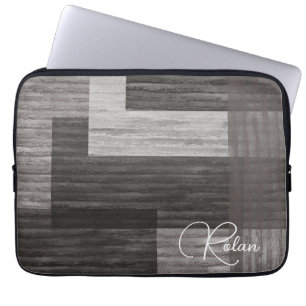 Funda Para Portátil Taupe Jean parche Work Faux Burlap
