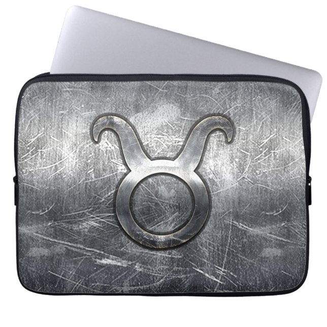 Funda Para Portátil Taurus Sign in Silver Grunge Distressed Style (Frente)