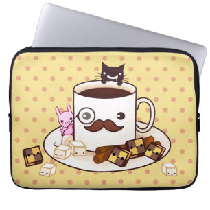 Funda Para Portátil Taza de bigote linda con los animales y las
