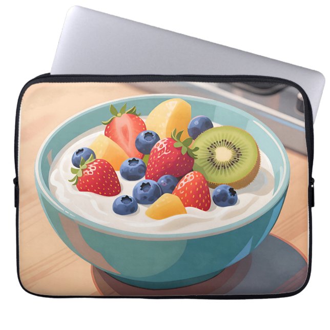 Funda Para Portátil Tazón de Yogur de Fruta Fresca (Frente)