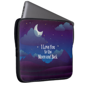 Funda Para Portátil Te amo a la luna y atrás, índigo azul