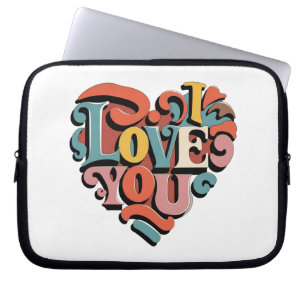 Funda Para Portátil Te Amo Corazón Retro Psicodelia