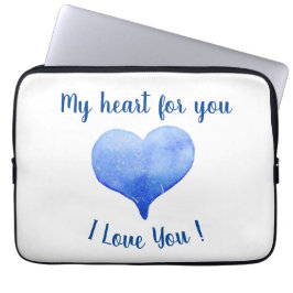 Funda Para Portátil Te Amo El día de San Valentín Cute Blue Heart