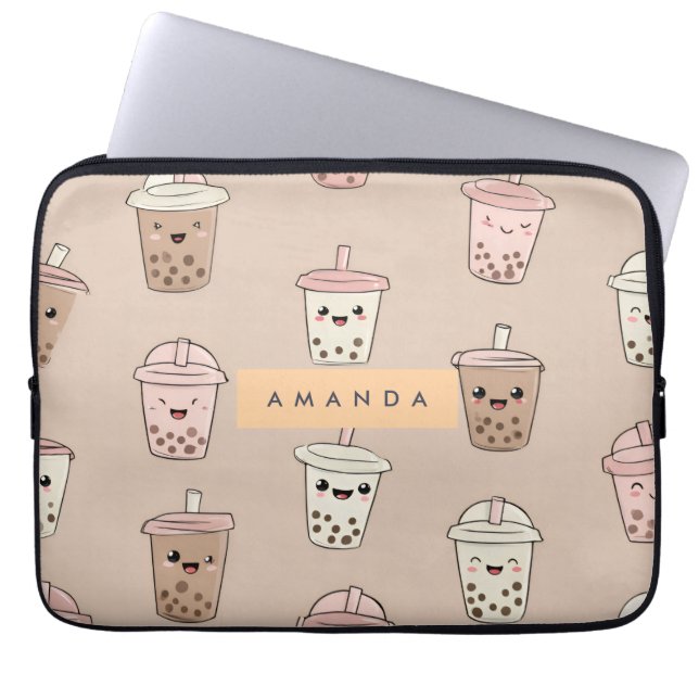 Funda Para Portátil Té de burbuja lechosa neutro personalizado (Frente)