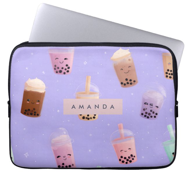 Funda Para Portátil Té de burbuja personalizado púrpura púrpura person (Frente)