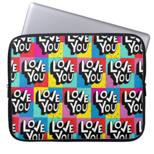 Funda Para Portátil Te quiero. Patrón de grabado manual para San Valen
