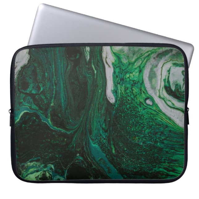 Funda Para Portátil Teal and white abstract painting (Frente)