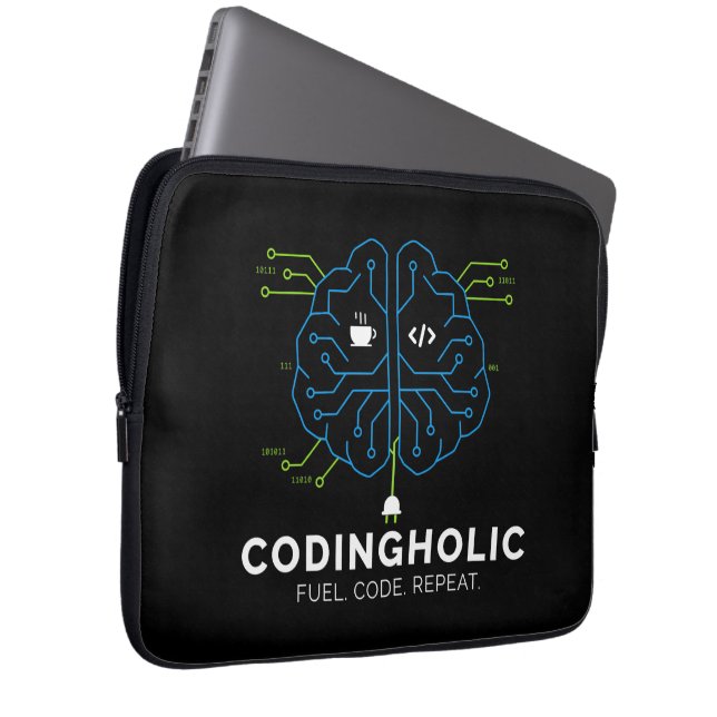 Funda Para Portátil Tech Brain Programador Oscuro Codingholic (Anverso derecho)
