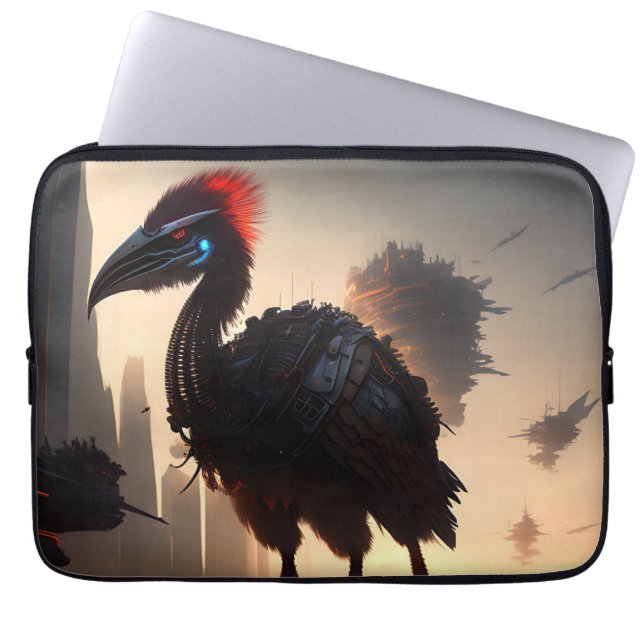 Funda Para Portátil "Techno-Feathers: The Futuristic Emu Robot" (Frente)