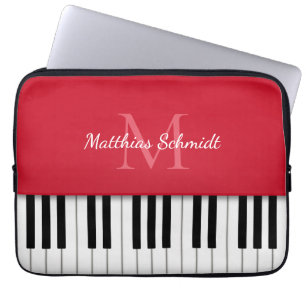 Funda Para Portátil Teclado de piano monogramado rojo personalizado