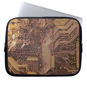 Funda Para Portátil Tecnología de placa de circuito cibernético dorado