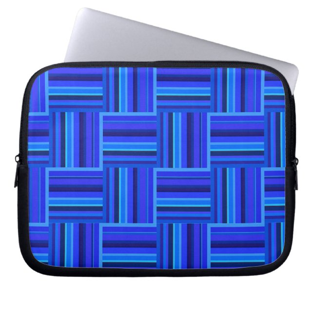 Funda Para Portátil Tejido de rayas azules (Frente)