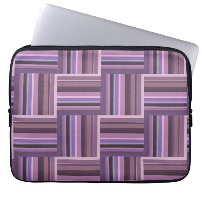 Funda Para Portátil Tejido de rayas malvas (Frente)