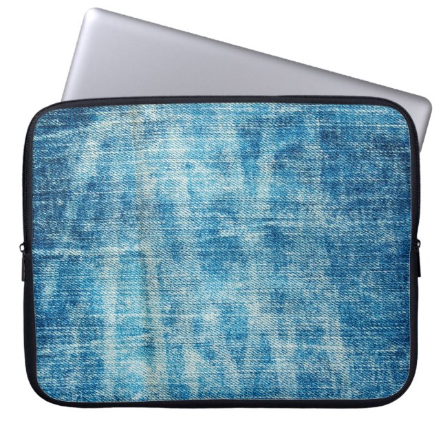 Funda Para Portátil Tejido de vaqueros azules (Frente)