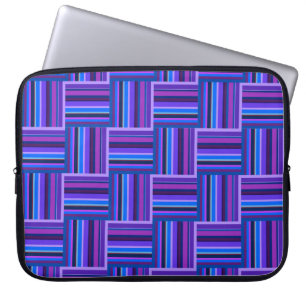 Funda Para Portátil Tejidos de rayas azules y violetas