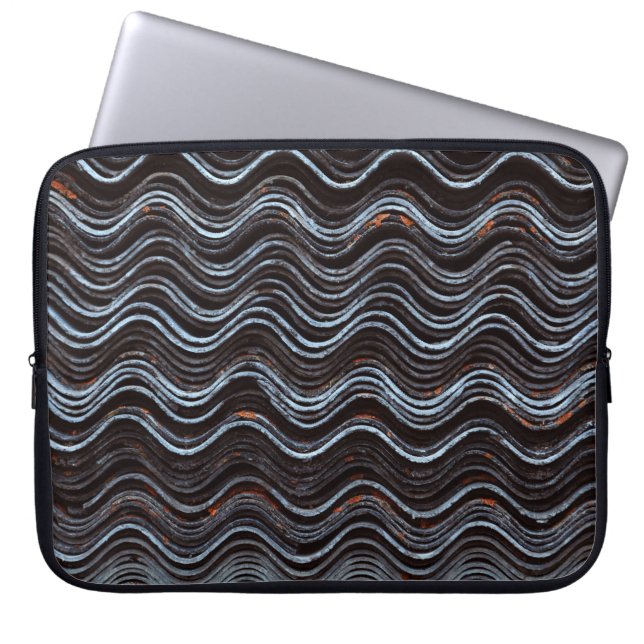 Funda Para Portátil Tejidos de rayas rojas y blancas (Frente)