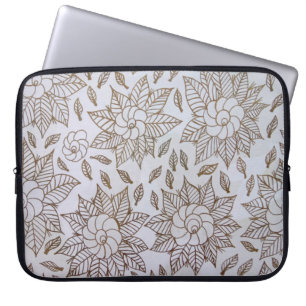 Funda Para Portátil Tejidos florales blancos y negros