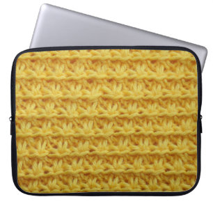 Funda Para Portátil Tela de punto amarillo: textura rayada.