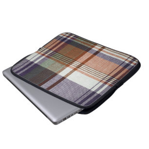 Funda Para Portátil Tela escocesa anaranjada y azul