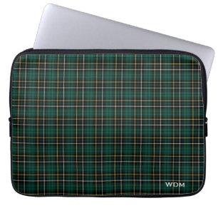 Funda Para Portátil Tela escocesa verde oscuro del tartán de MacAlpin