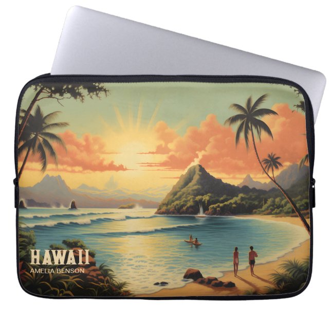 Funda Para Portátil Tema de la playa tropical de Hawái (Frente)