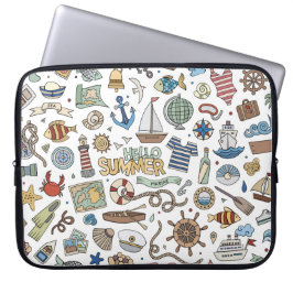 Funda Para Portátil Tema de playa de verano náutico