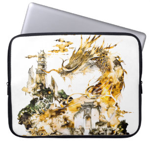 Funda Para Portátil Templo de dragón de mitología asiática majestuosa