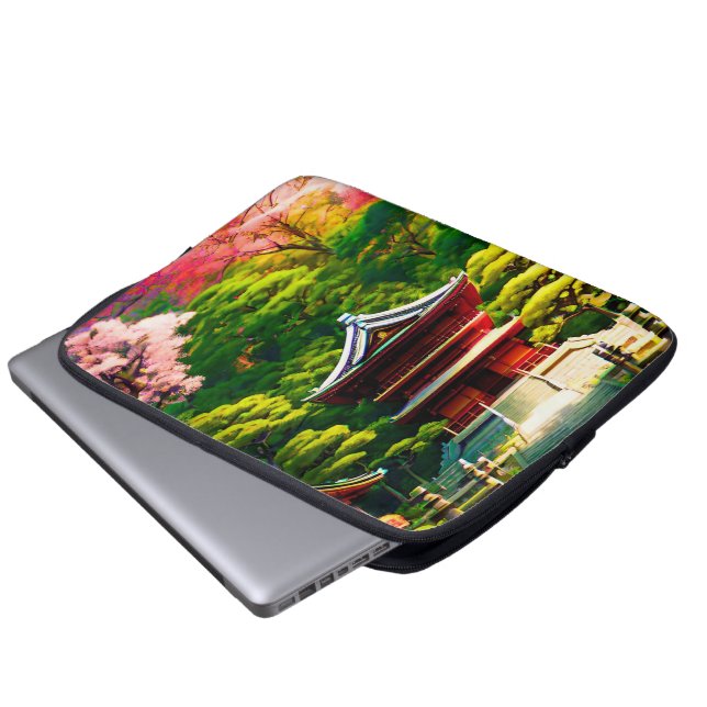 Funda Para Portátil Templo de flor de cerezo (Inferior anverso)