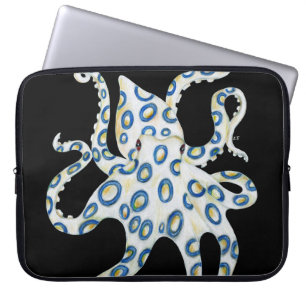 Funda Para Portátil Tentáculos azules del negro del pulpo del anillo