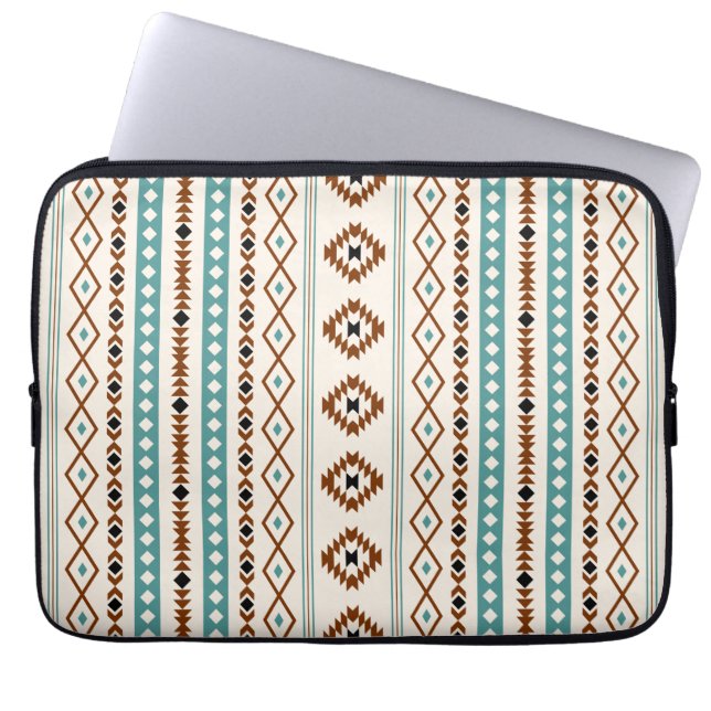 Funda Para Portátil Terracota Verde azulada azteca crema negra mixta ( (Frente)