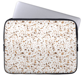 Funda Para Portátil Terrazzo marrón y beige y blanco