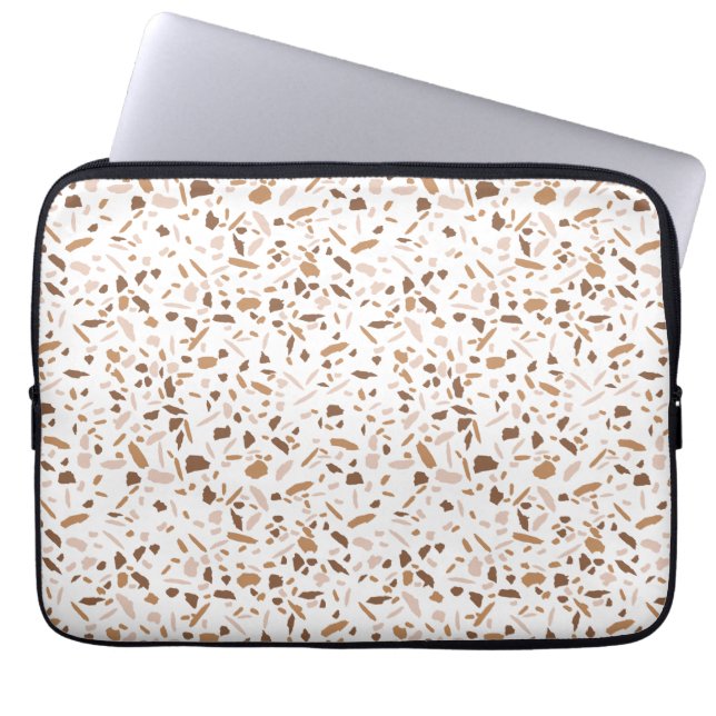 Funda Para Portátil Terrazzo marrón y beige y blanco (Frente)