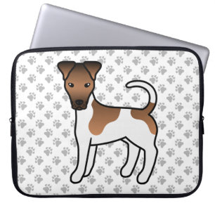 Funda Para Portátil Terrier Fox Liso Blanco y Marón Perro de Dibujos A